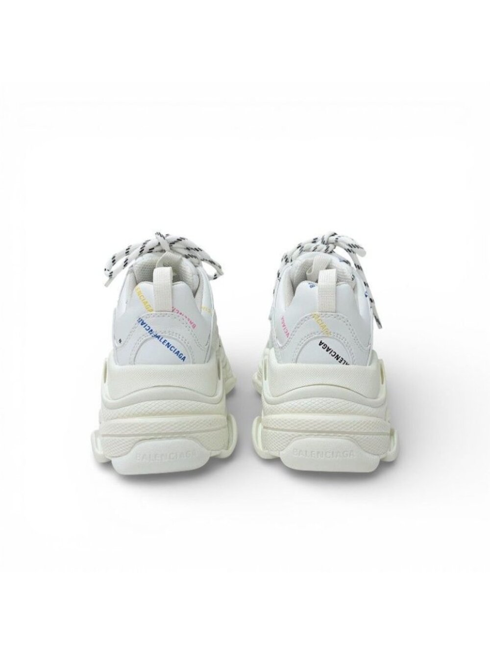 Balenciaga Triple S Sneakers Shoes Leather White Multicolor Logo - Picture 5 of 10